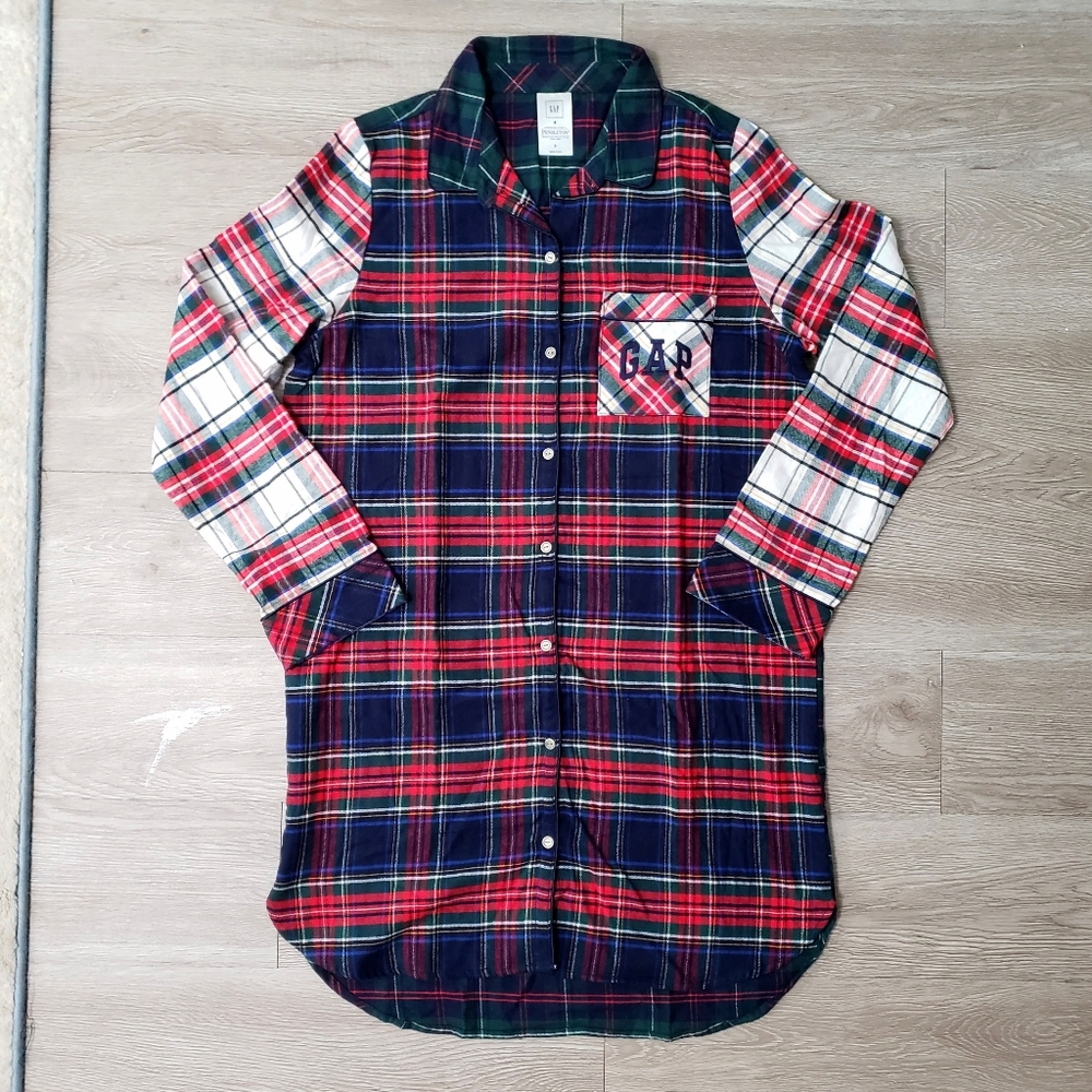 Gap Pendleton plaid flannel sleep pajama shirt size Small cotton